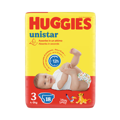 HUGGIES PANNOLINI UNISTAR TAGLIA 3  4-9KG 18PZ