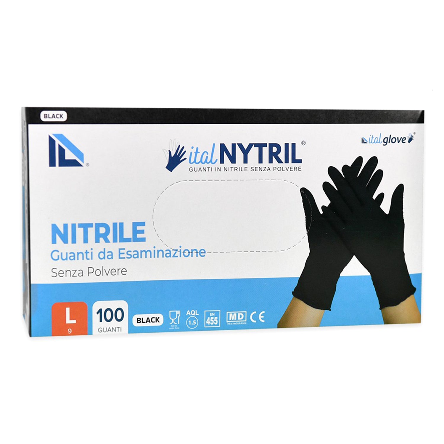 ITALNYTRIL GUANTI BLACK X100PZ L