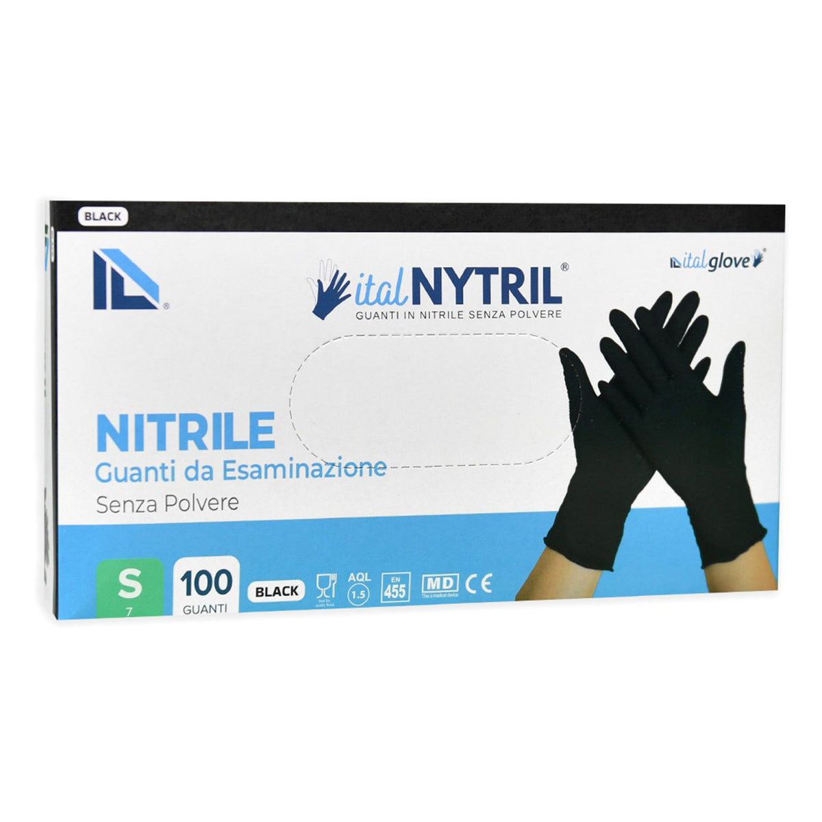 ITALNYTRIL GUANTI BLACK X100PZ S