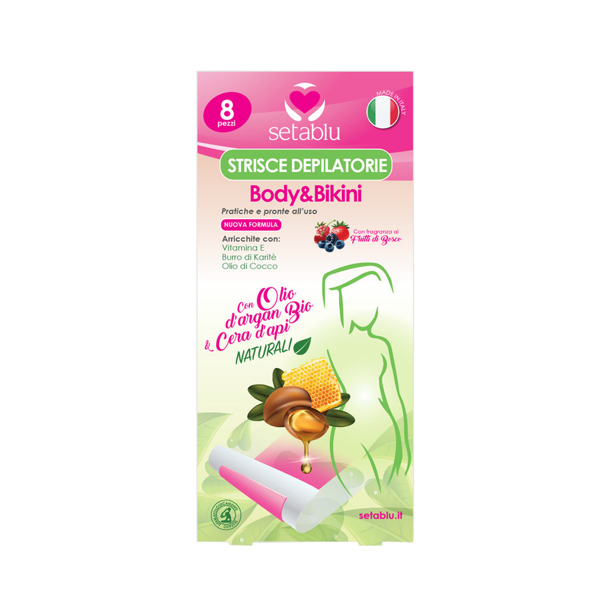 SETABLU STRISCE DEPILATORIE BODY X8 ARGAN